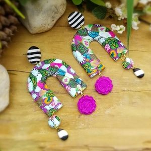 Polymer clay drop earrings
